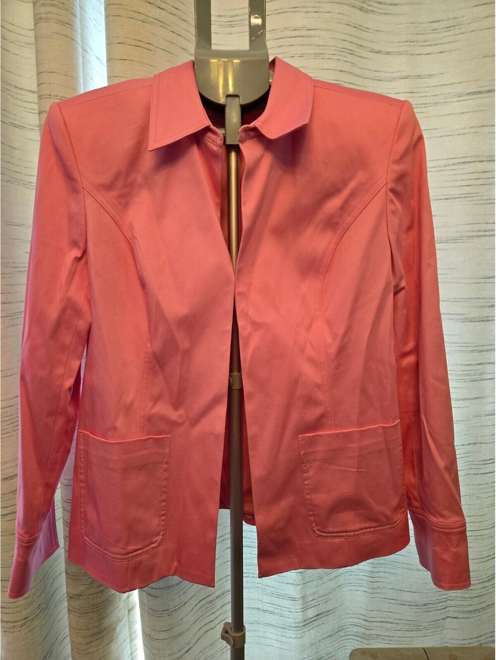 Vintage First Issue Liz Claiborne Pink Blazer Jacket Womens L 90s Cotton Stretch